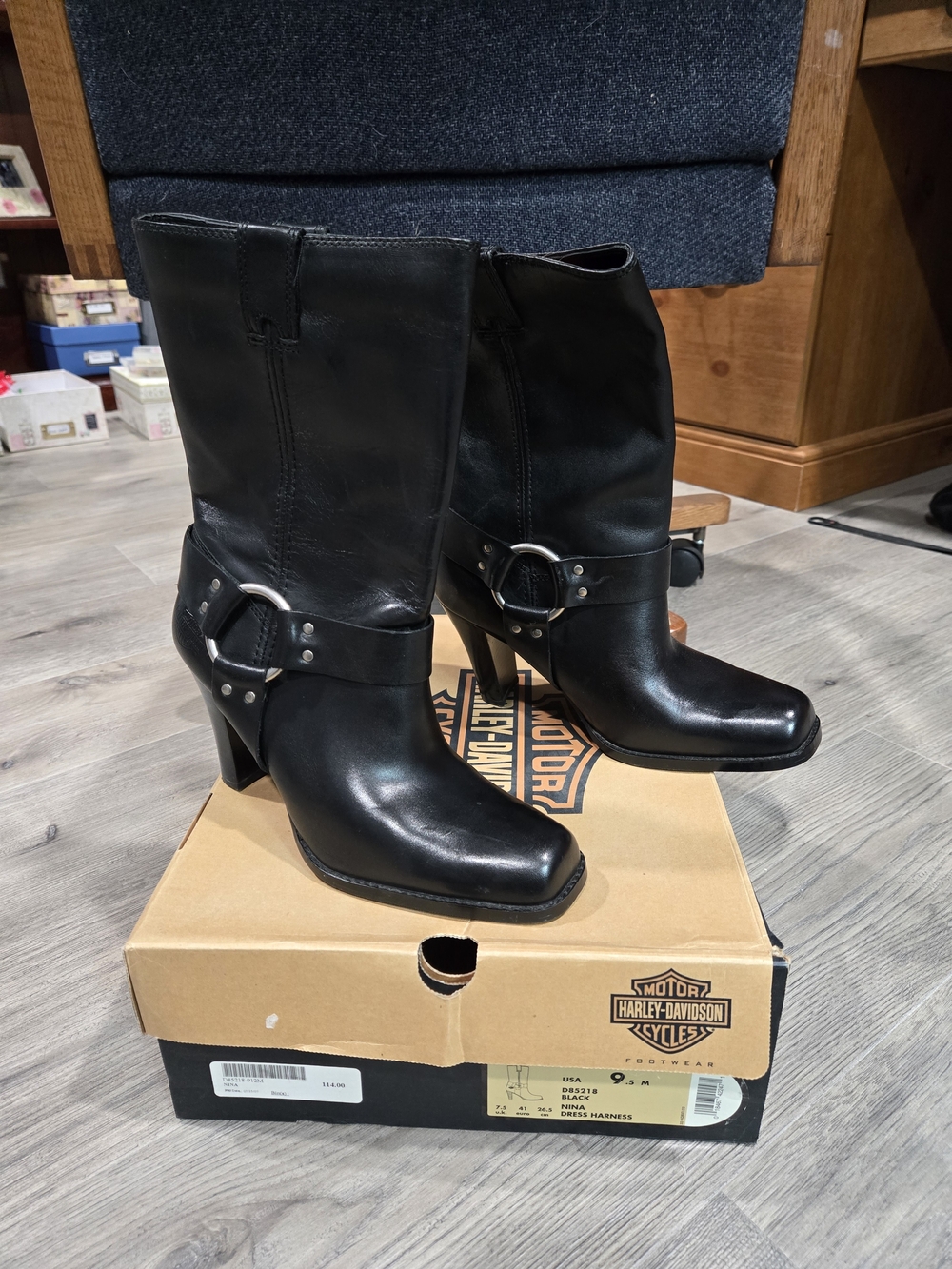 Harley-Davidson Women's Black Harness Mid-Calf Boots